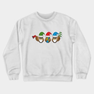 Three Funny Christmas Gnome Owls Crewneck Sweatshirt